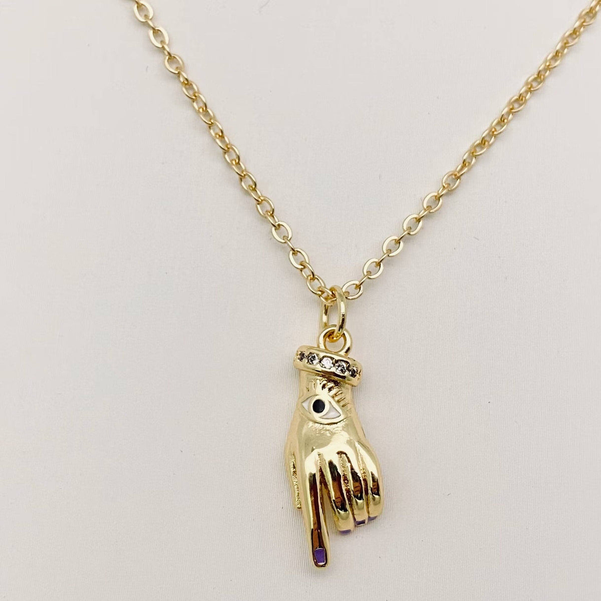 Gold Plated Hand Pendant Necklace