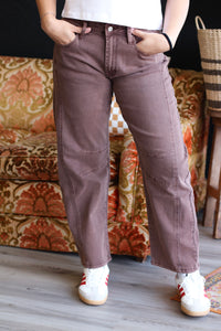 Barrel Leg Jeans + Brown