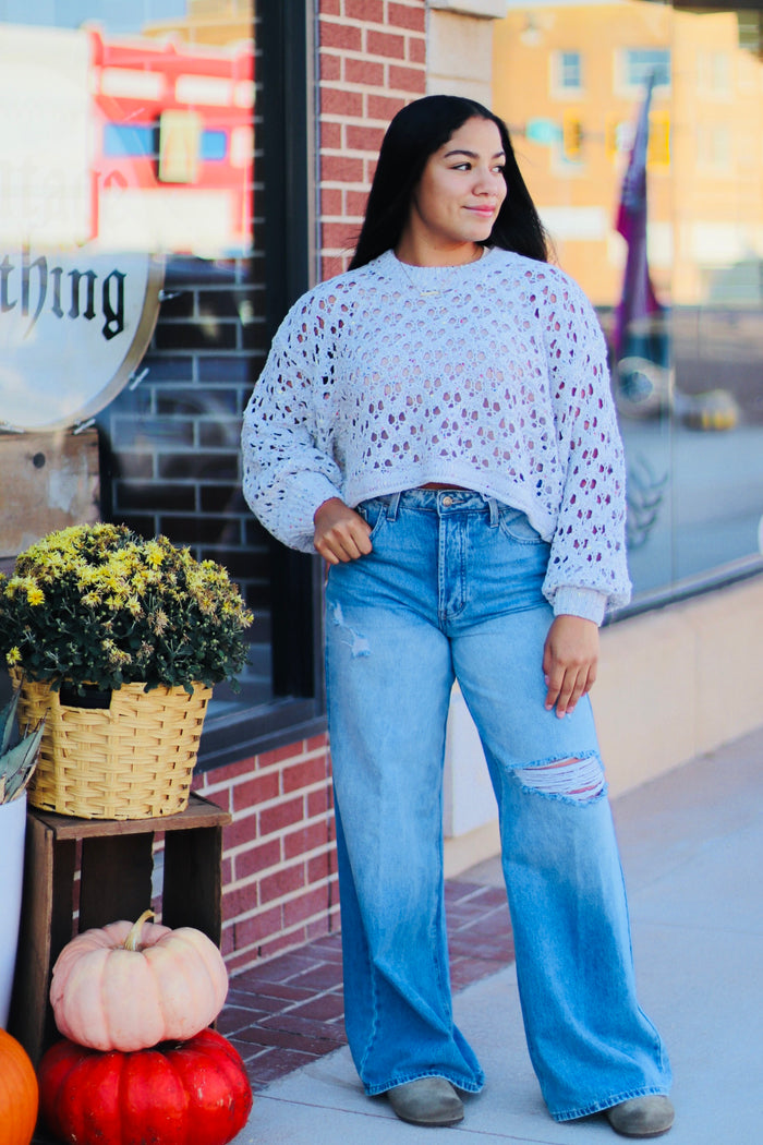 Crochet Cropped Sweater + Beige