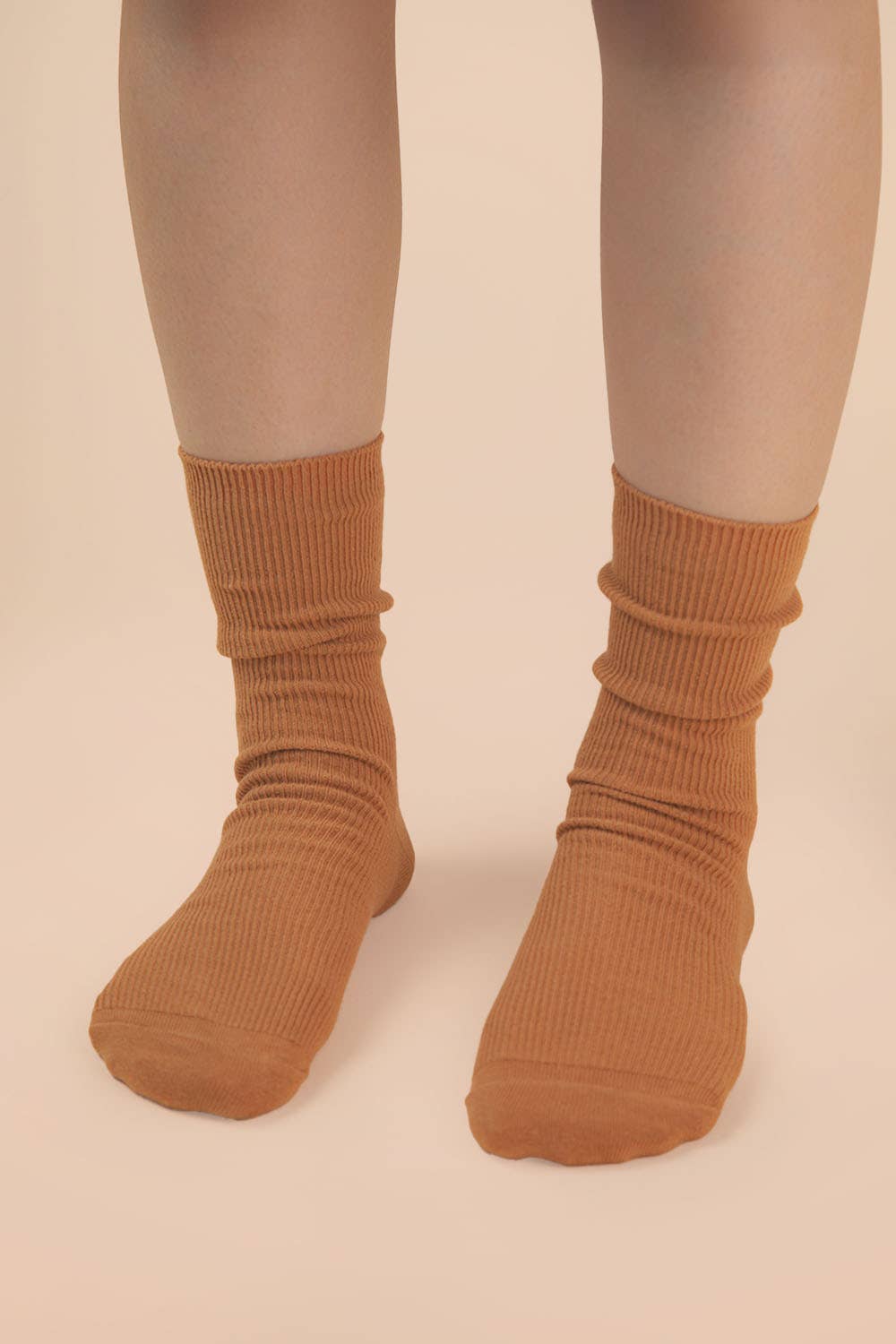 Ribbed mock socks: OLIVE