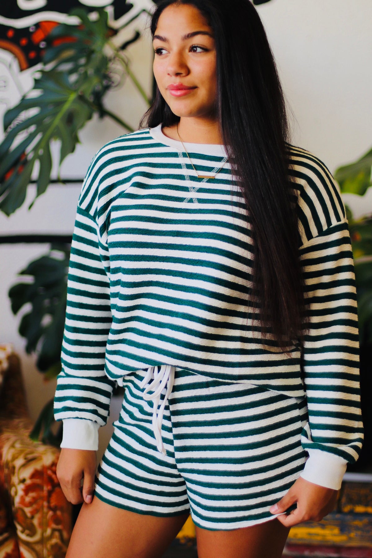 Movie Night Striped Set + Green