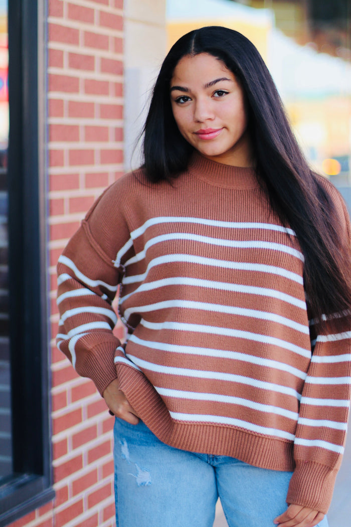 Oversized Striped Sweater + Camel