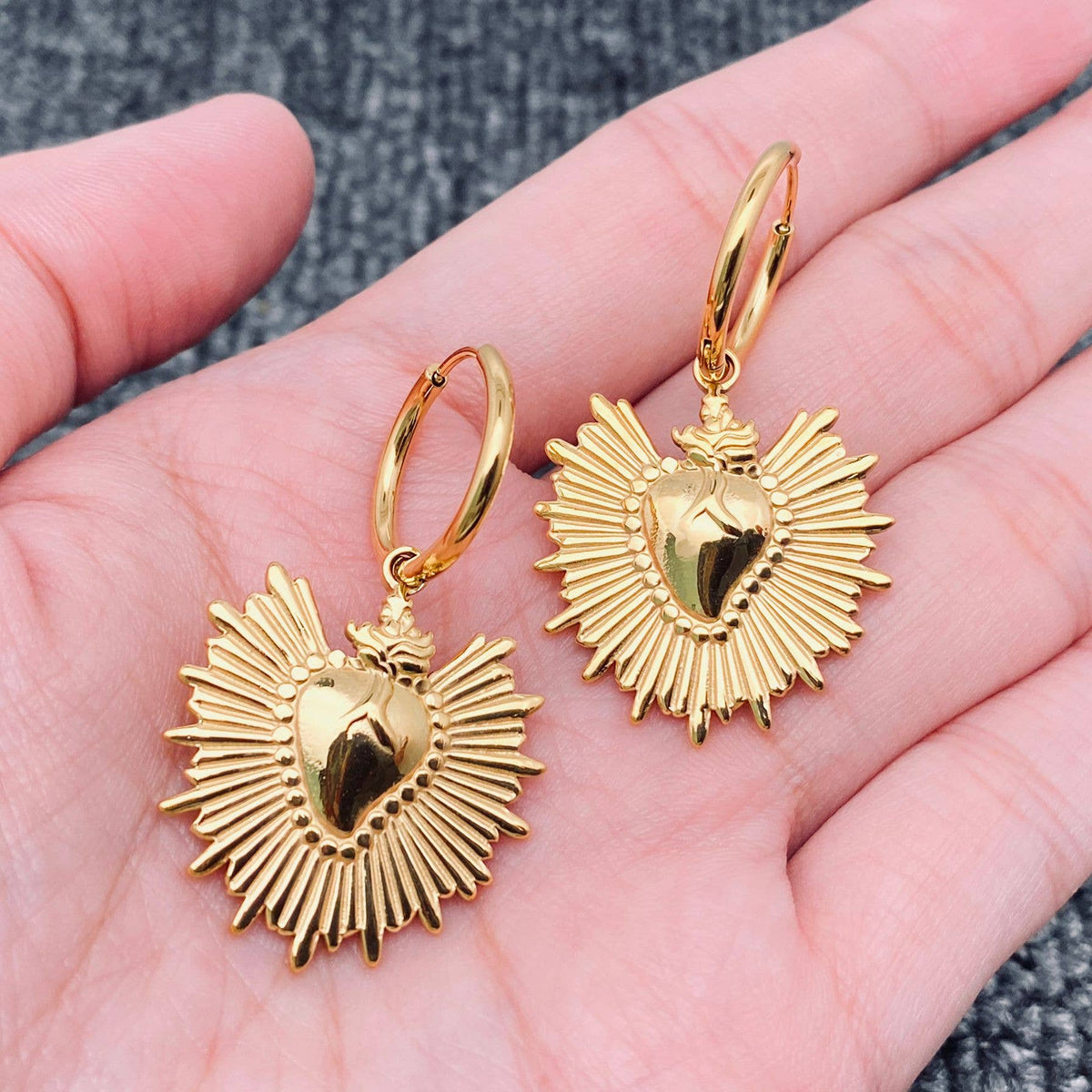 18K GP Gilded Heart Earrings