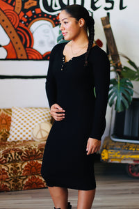 Layering Season Sweater Dress in Black