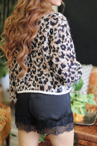 Vixen Lace Hem Satin Shorts + Black