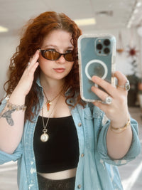 90s Slim Oval Nararow Women Fashion Sunglasses