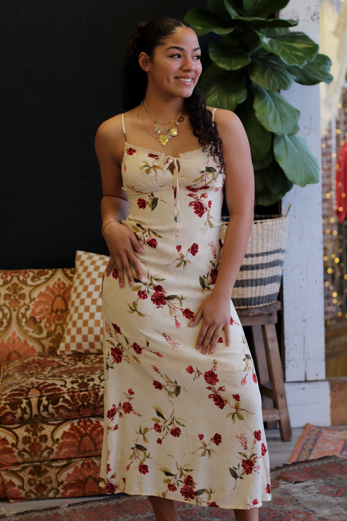 Feelin' Floral Front Tie Midi Dress
