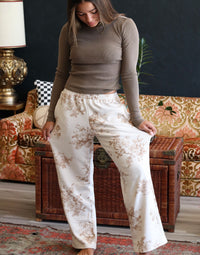 Cream & Brown Floral Lounge Pants