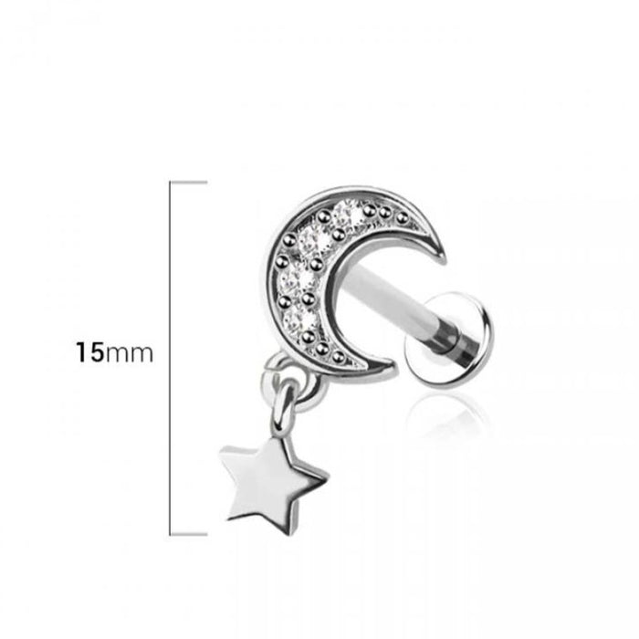 Crescent Moon Flat Back Stud 16GA