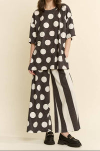 Dottie Relaxed Fit Lounge Set + Charcoal Polka Dot