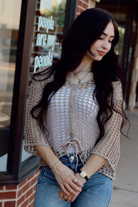 Cori Crochet Top + Taupe