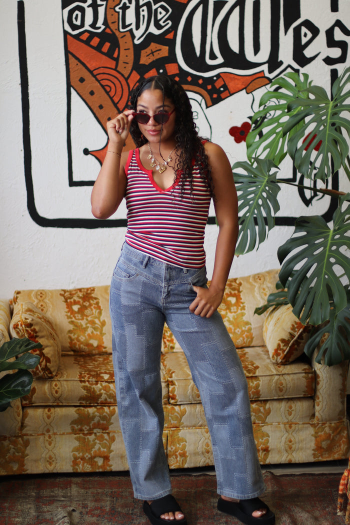 Lexi Red Striped Tank Top