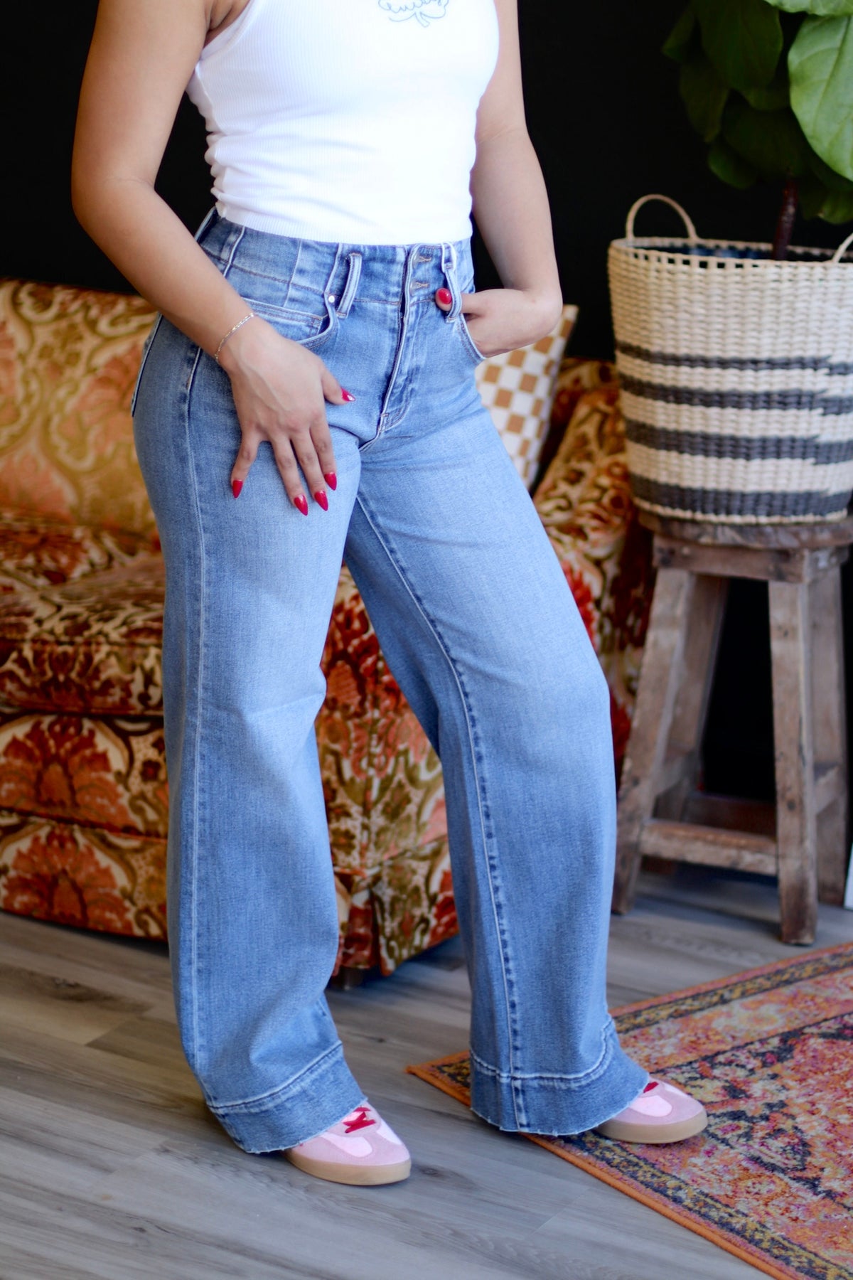 Dreamy Diane Light Wash Wide Leg Jeans