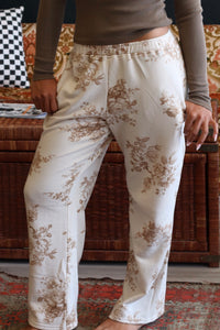 Cream & Brown Floral Lounge Pants