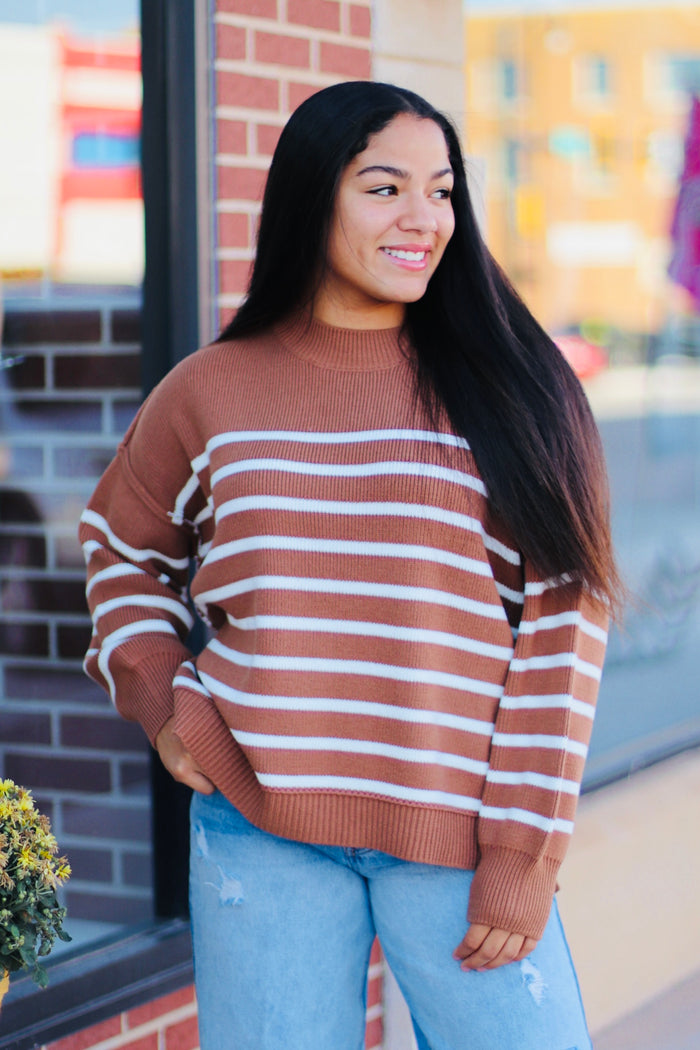 Oversized Striped Sweater + Camel
