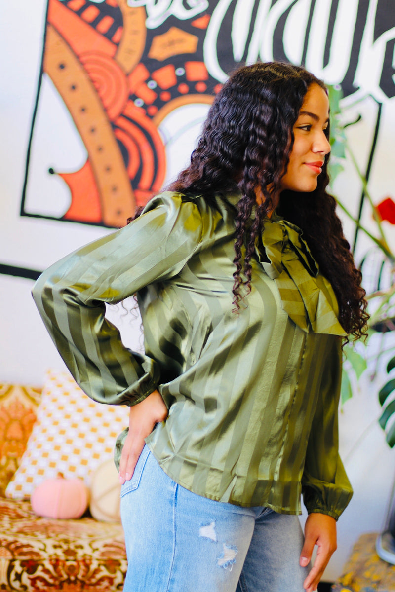 Pretty Green Striped Blouse