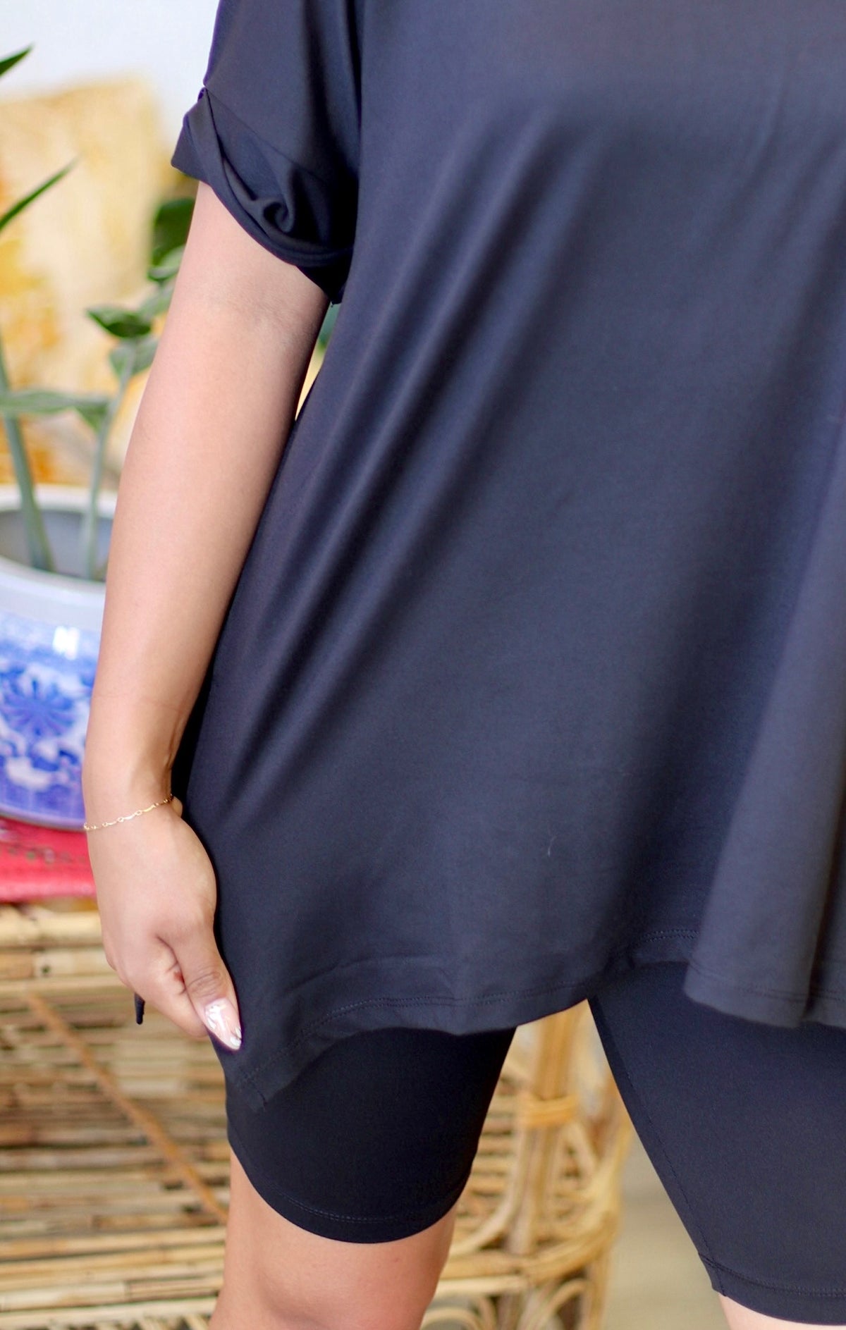 Soft Brushed Bike Short Set in Black