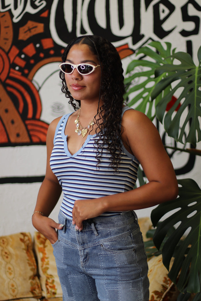 Lexi Blue Striped Tank Top