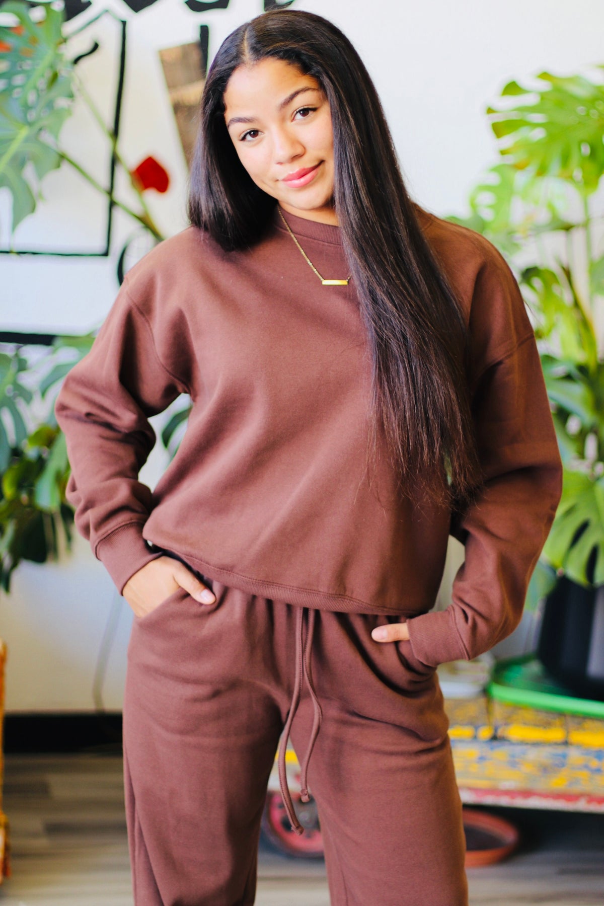 Comfiest Sweat Set Ever + Brown