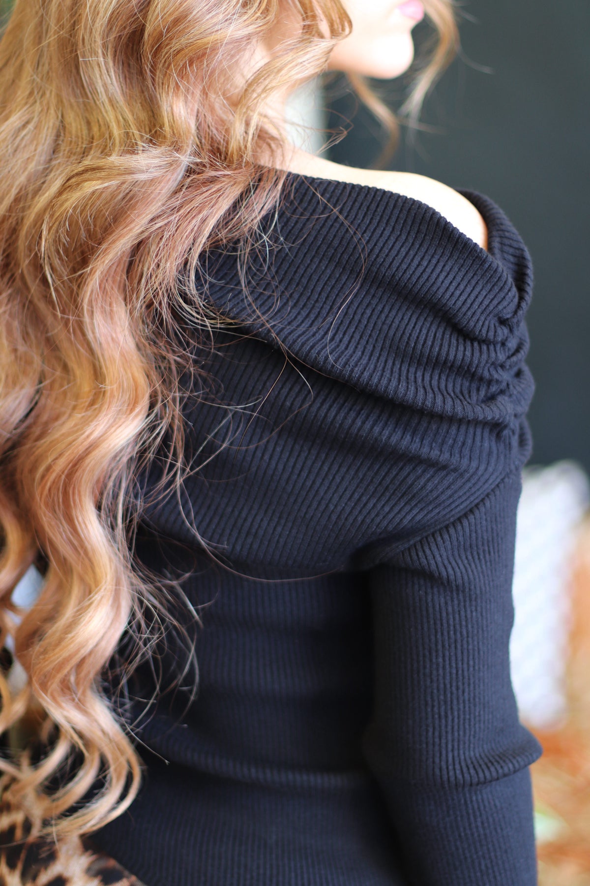Sabrina Off The Shoulder Sweater + Black