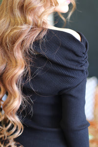 Sabrina Off The Shoulder Sweater + Black