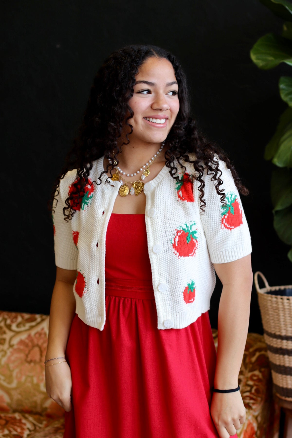 100% Fresh Knit Tomato Cardigan Top