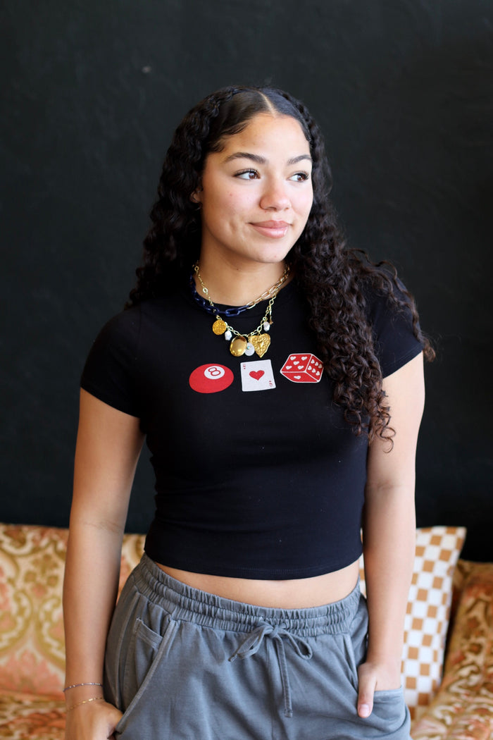 Eight Ball Cropped Black Tee