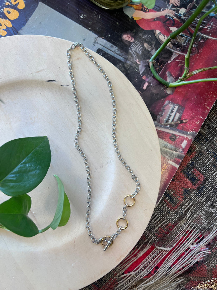 Two Tone 18K GP S.Steel Buckle Necklace