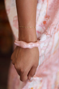 Pink Acrylic Wavy Bamboo Design Cuff Bracelet