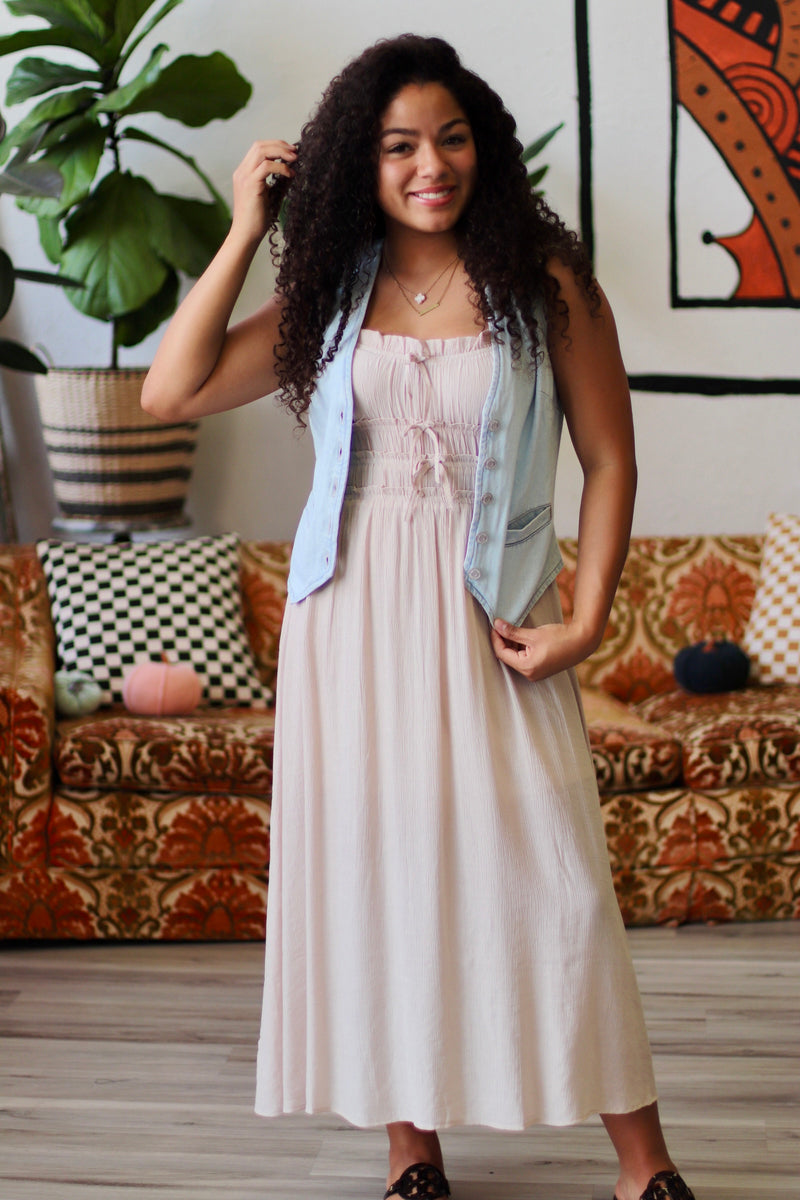 Candle Light Midi Dress + Taupe