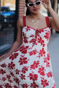 Amber Floral Maxi Dress + Red