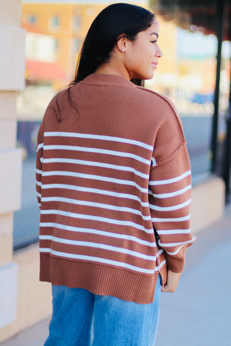 Oversized Striped Sweater + Camel