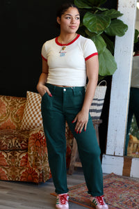 Lucky Green Cropped Barrel Pants