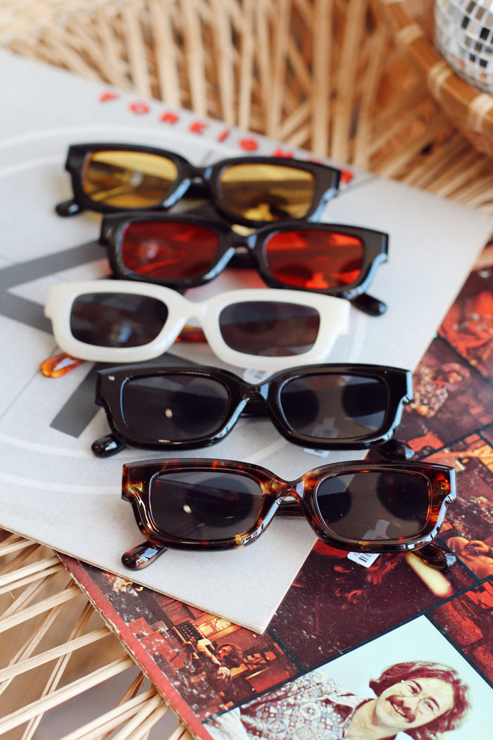 Bright Tinted Rectangle Sunglasses