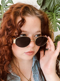 Retro Oval 90s Vintage Fashion Round Sunglasses