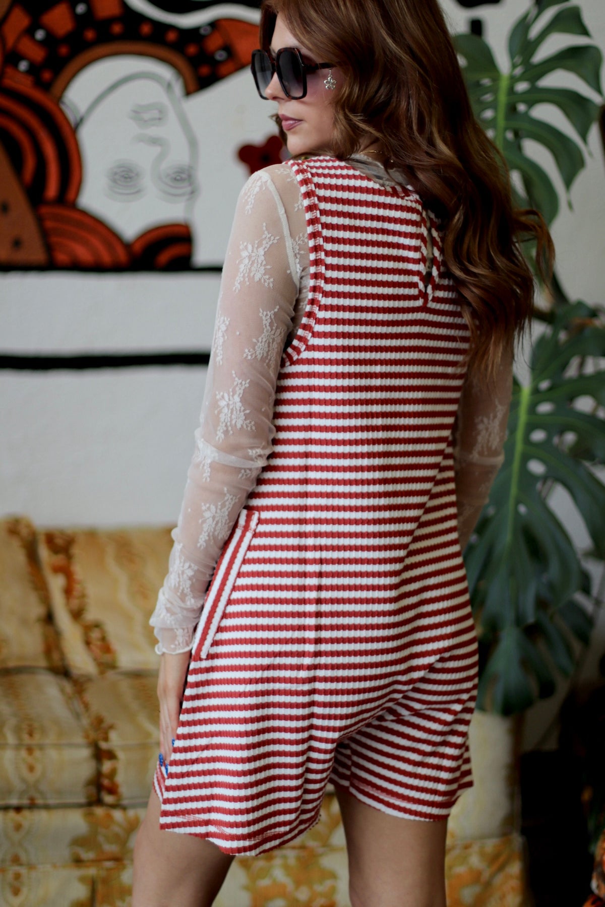 580 Striped Rust Casual Romper