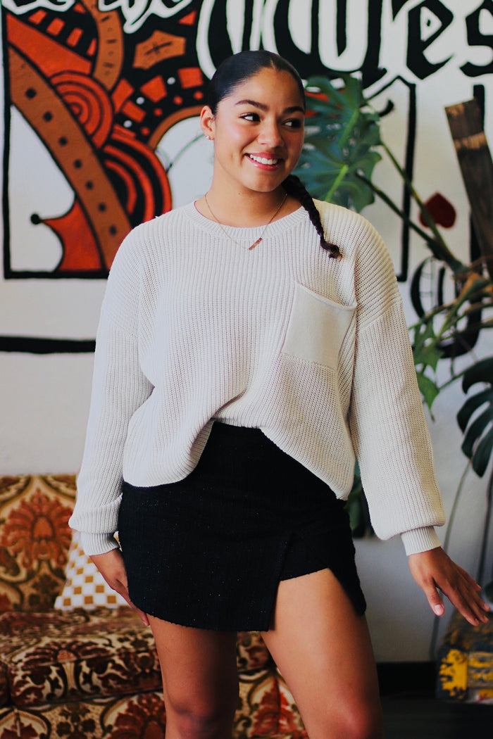 Crew Neck Sweater in Stone