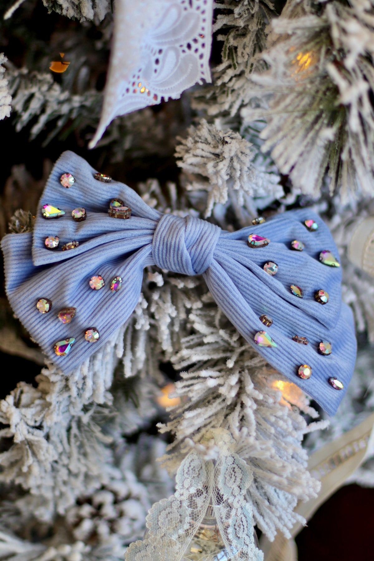 Large Cord Rhinestone Bow