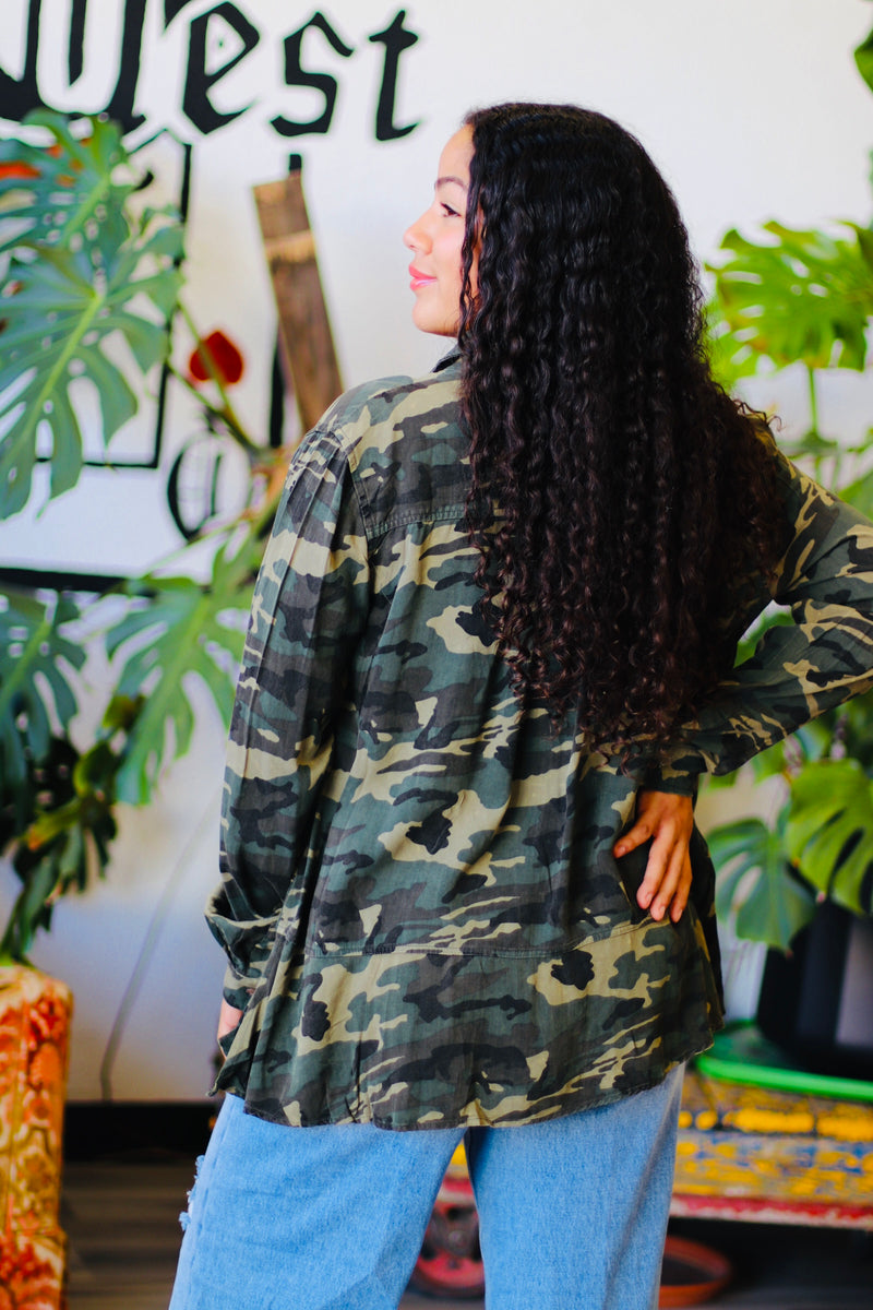 Camo Print Long Sleeve Top