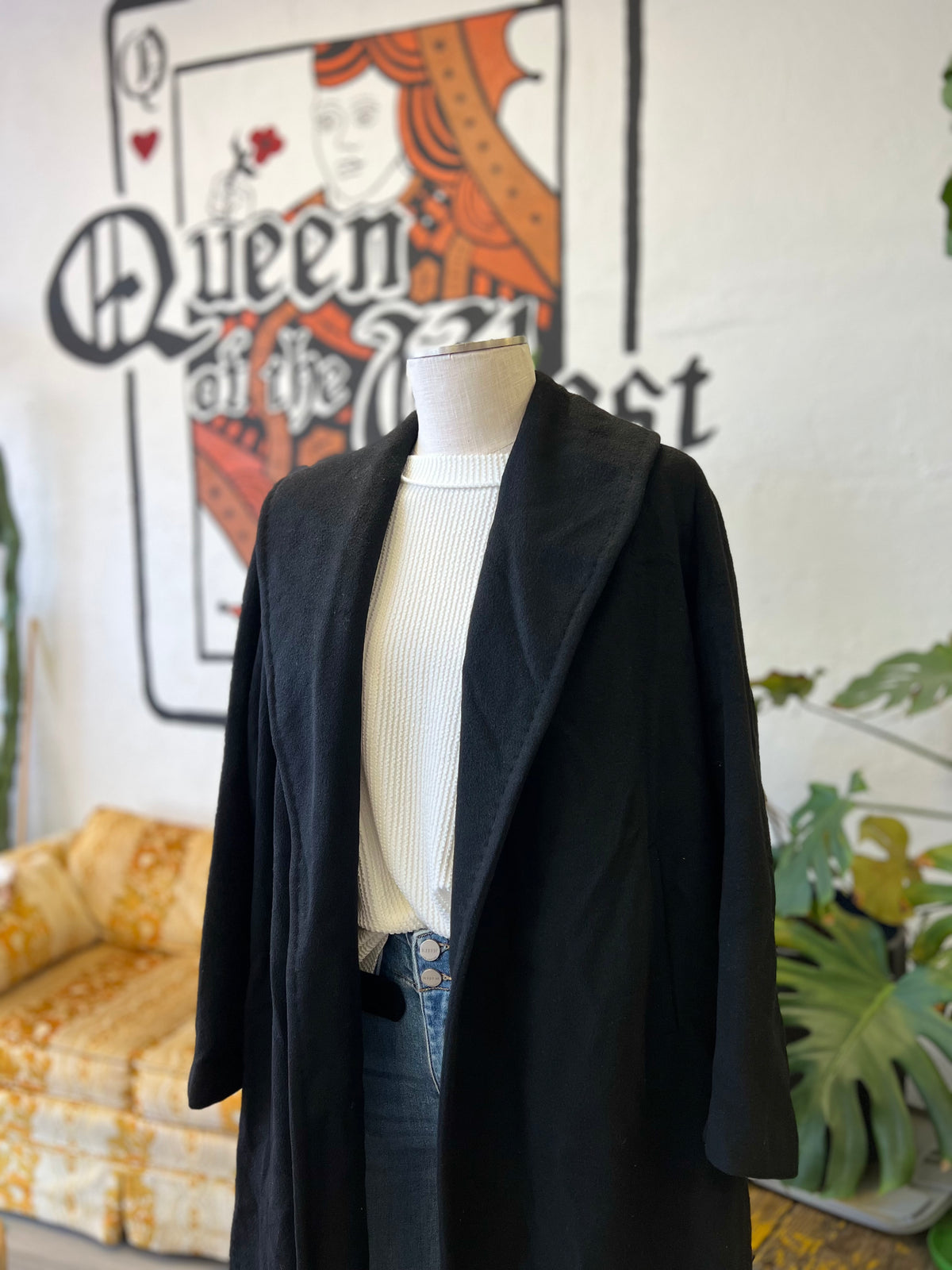 Vault | Black Wool Trench Coat Large