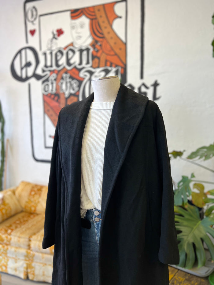 Vault | Black Wool Trench Coat Large