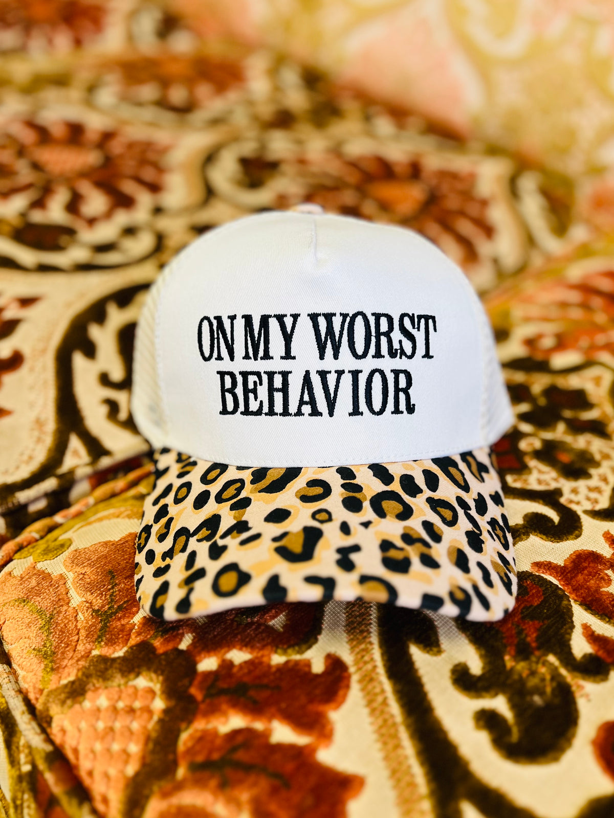On My Worst Behavior Ball Cap + Leopard