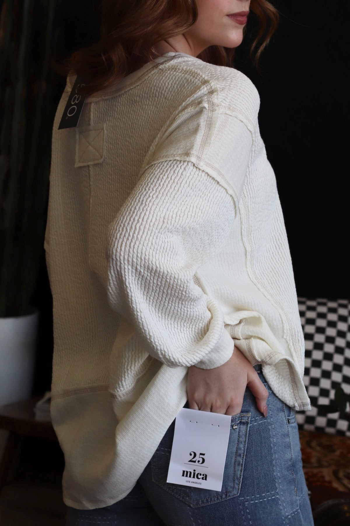 Juliette Ivory V neck Long Sleeve