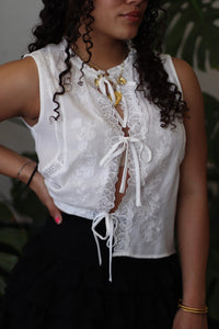 Hannah Lace Tie Top + White