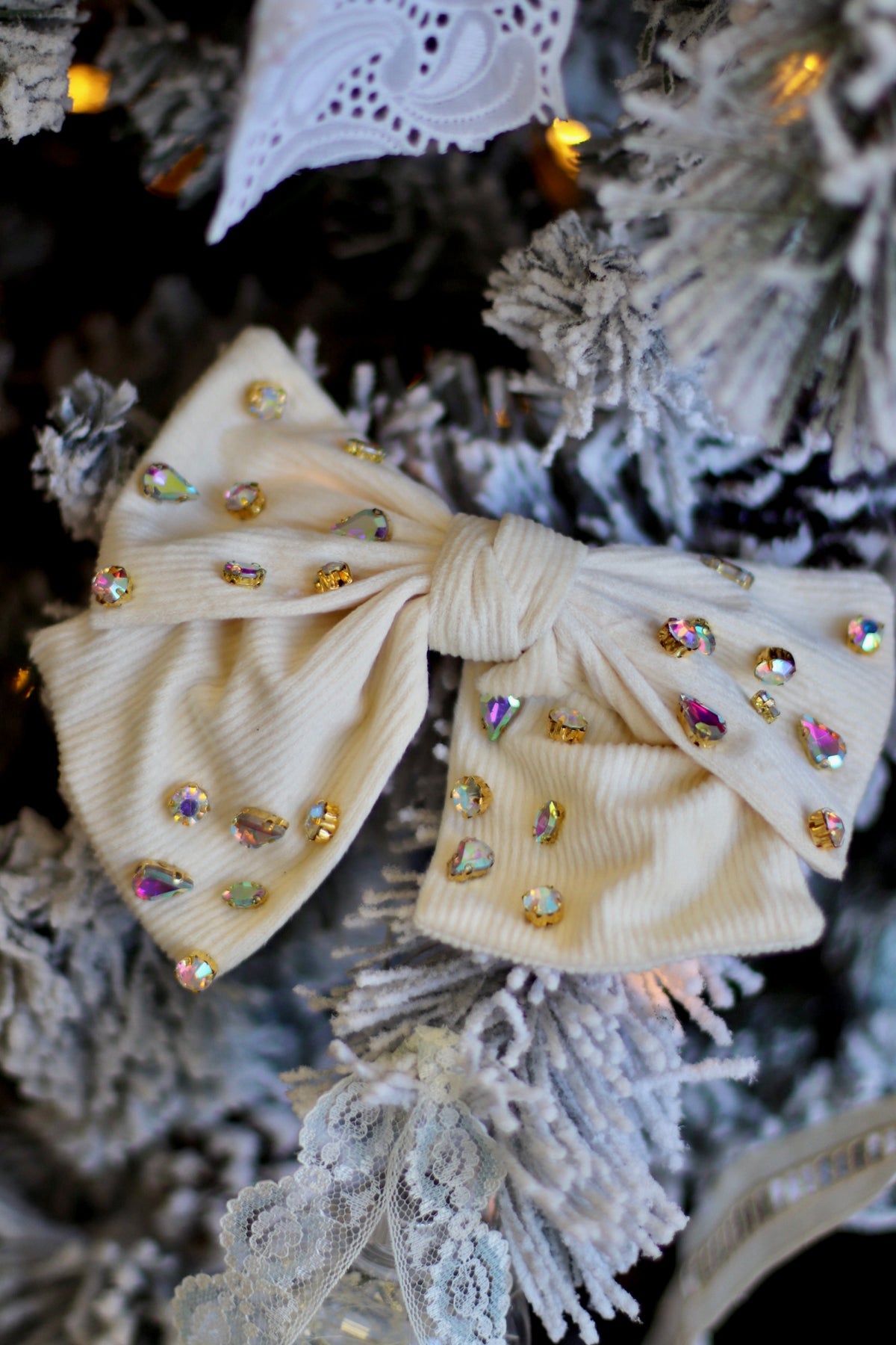 Large Cord Rhinestone Bow