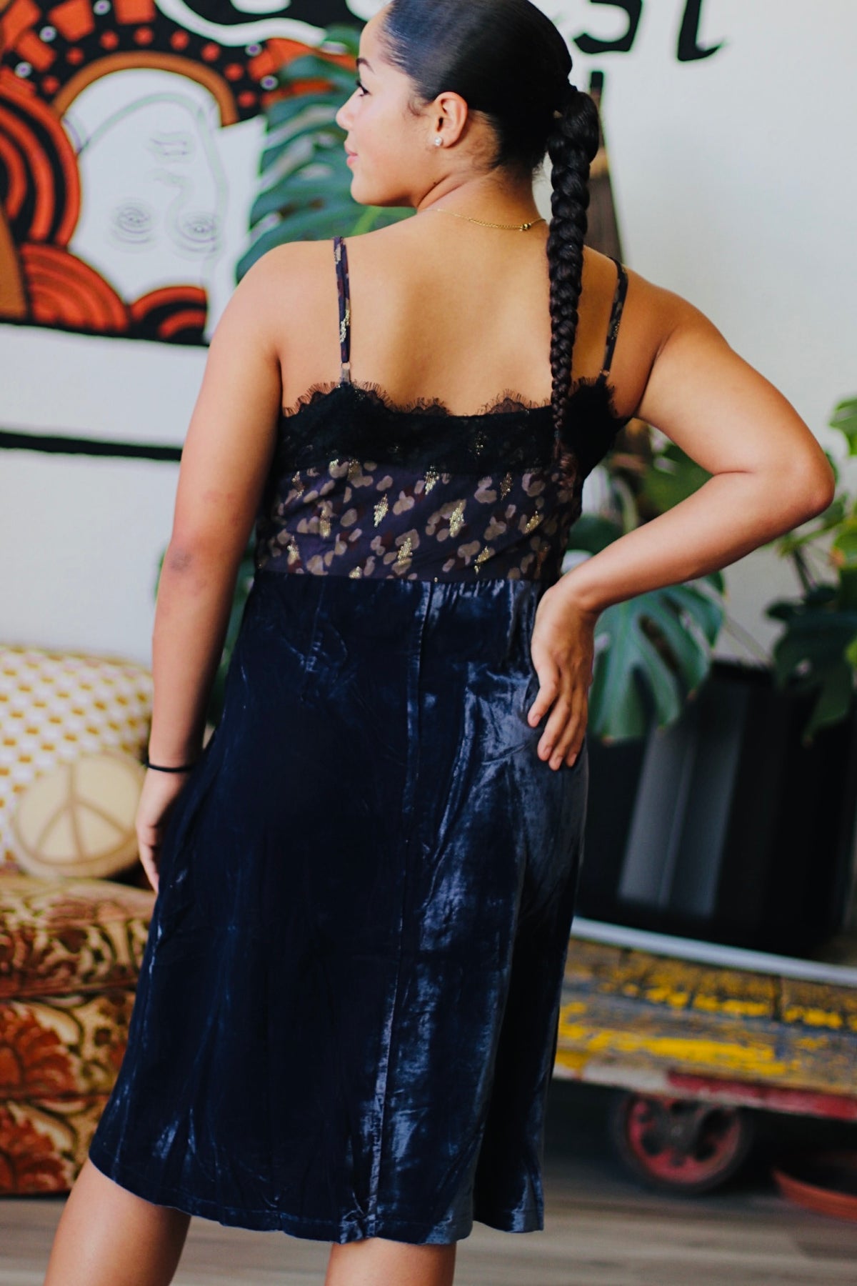 Lace Velvet Mini Dress