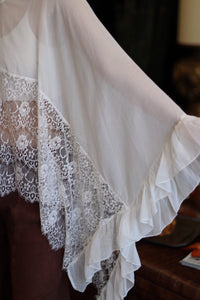 Stevie V-Neck White Sheer Batwing Top