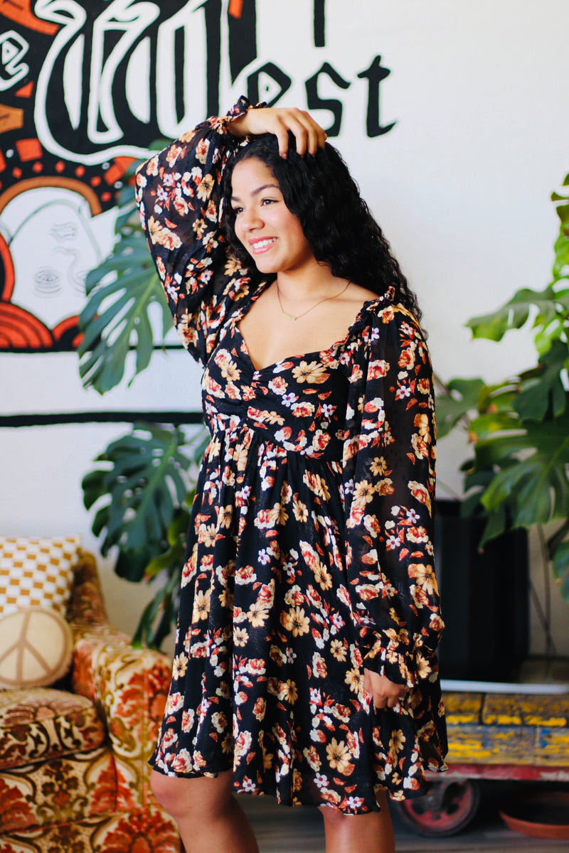 Floral Puff Sleeve Mini Dress