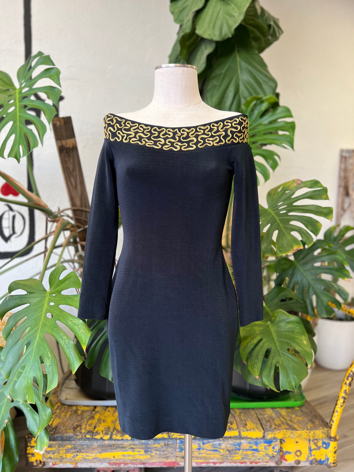 Vault | Black & Gold 80's Dress size S/M