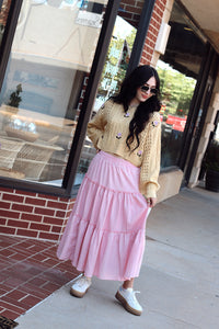 Rhinestone Tiered Skirt + Pink